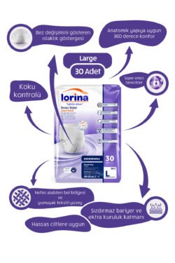 Lorina Emici Külot Hasta Bezi Large 30'Lu 120 Adet
