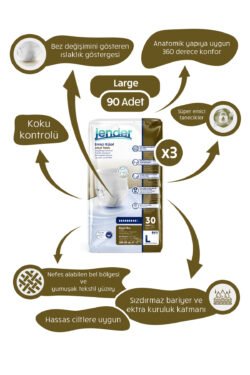Jender Emici Külot Yetişkin Bezi Large 30'Lu 120 Adet