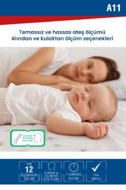 Nec A11 Geniş Ekranlı Kulaktan Ve Alından Dijital Temassız Ateş Ölçer - Görsel 2