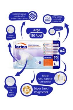 Lorina Lorina Belbantlı Hasta Bezi Large 30'Lu 120 Adet - Görsel 2